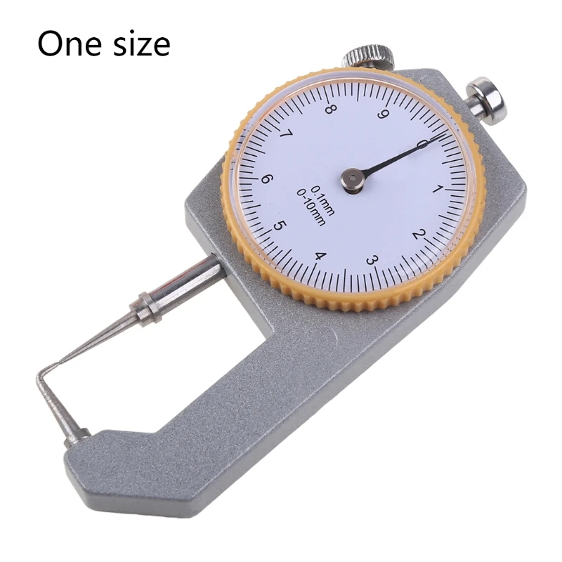 0 to 10mm Range Measuring Tool 0.05mm Resolution Round Dial Thickness Gauge Portable Compatible with Leather Cloth