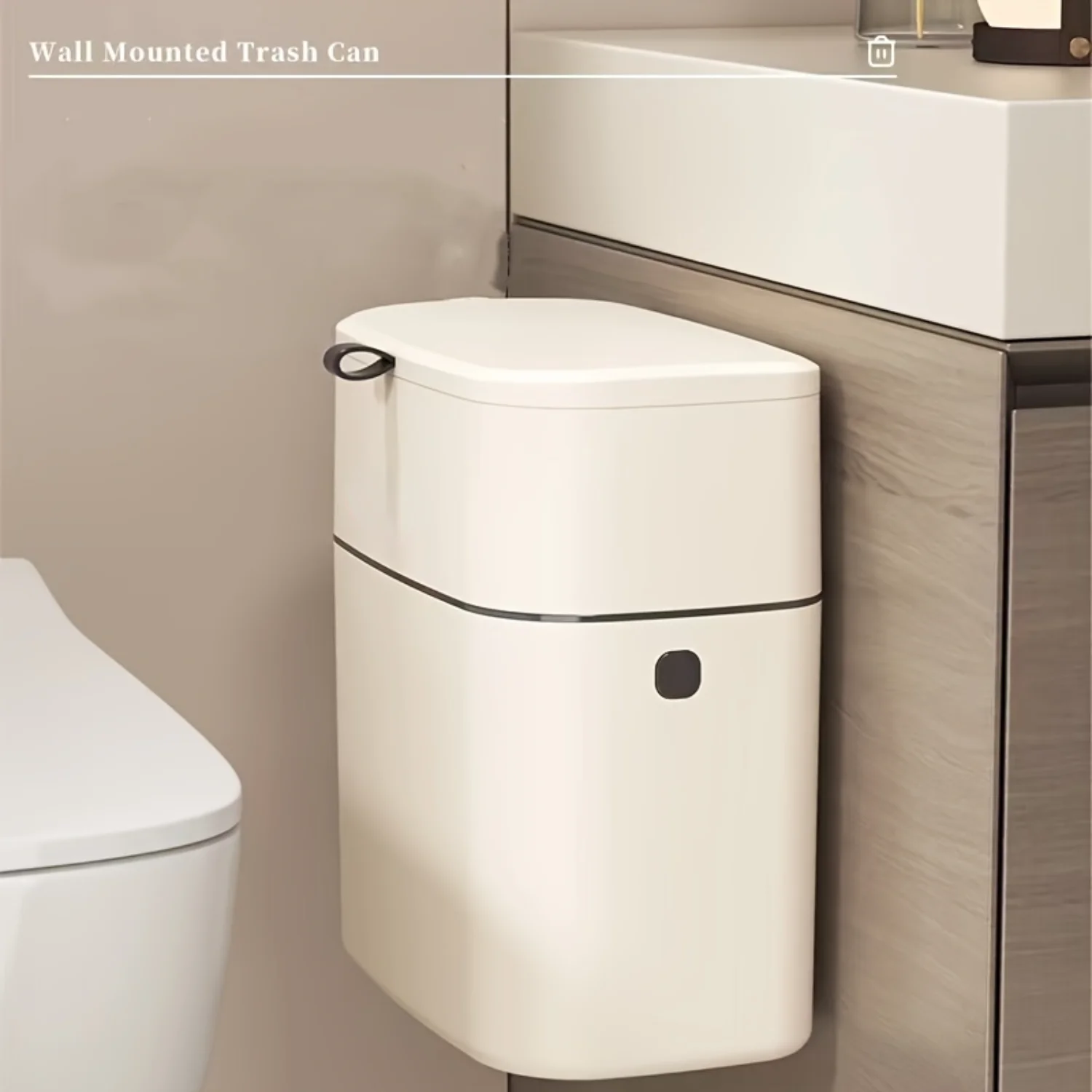 Wall Mounted Trash Can with Lid - Large Capacity for Living Room & Kitchen - Slim Design - Household Garbage Bin