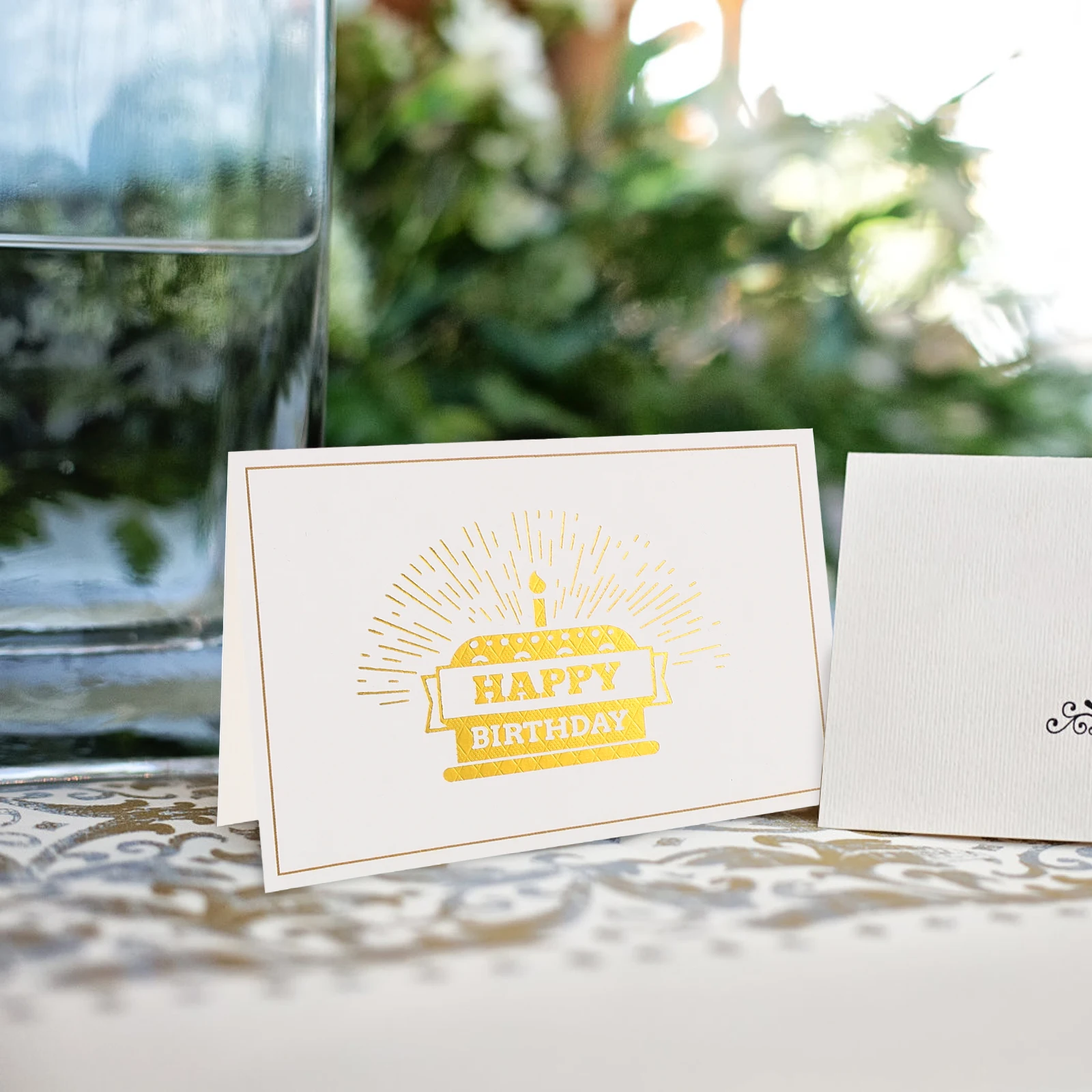 

60 шт. поздравительная открытка с золотой строчкой и растением, мужские приглашения на день рождения, бумажные праздничные открытки для женщин