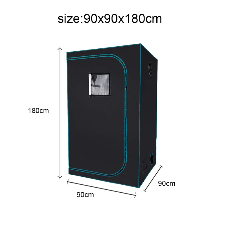 90x90x180cm plant growth tent with observation window, raised floor rack, and tool kit