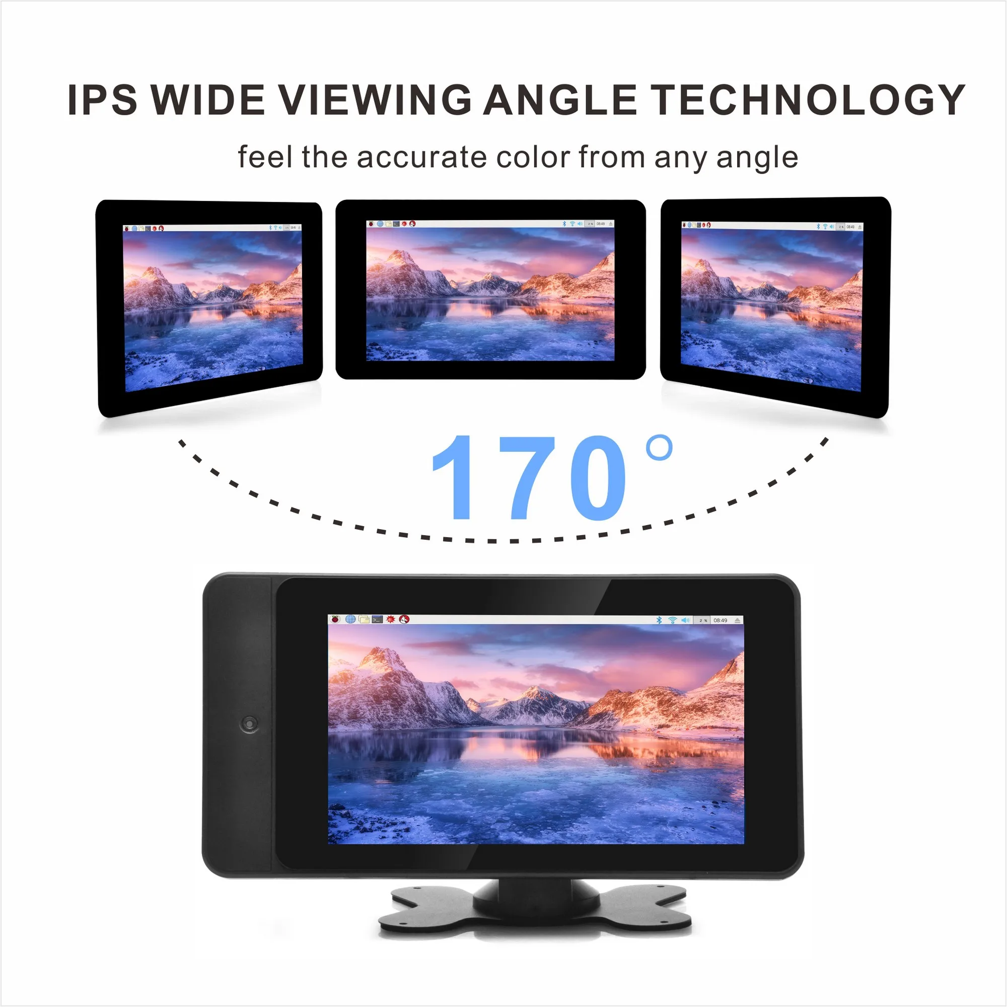 OSOYOO PiStudio Case with 7-inch IPS RPi DSI Touch Screen for Raspberry Pi 5 4 3 2 - Easy installation and Wide viewing angle