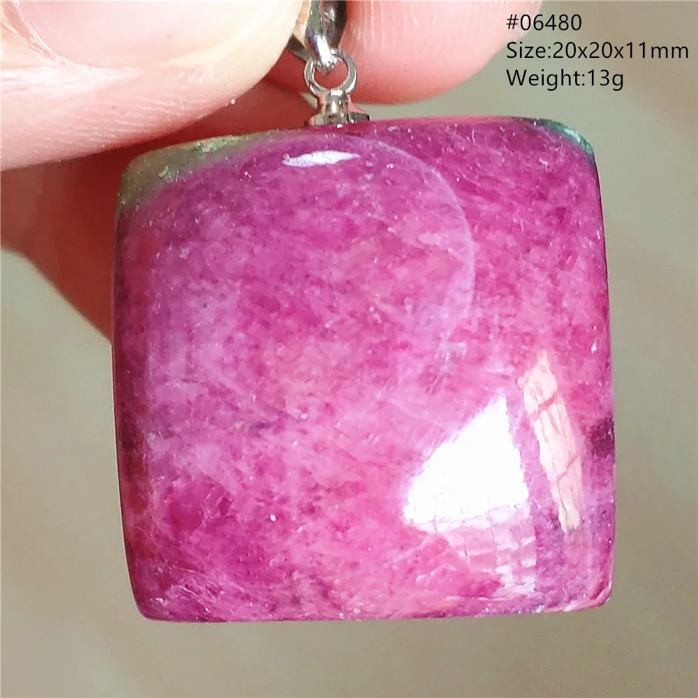 Natural Red Ruby Pendant Jewelry Fashion Rectangle Red Green Ruby Women Men Necklace Gemstone 925 Sterling Silver AAAAA view 4