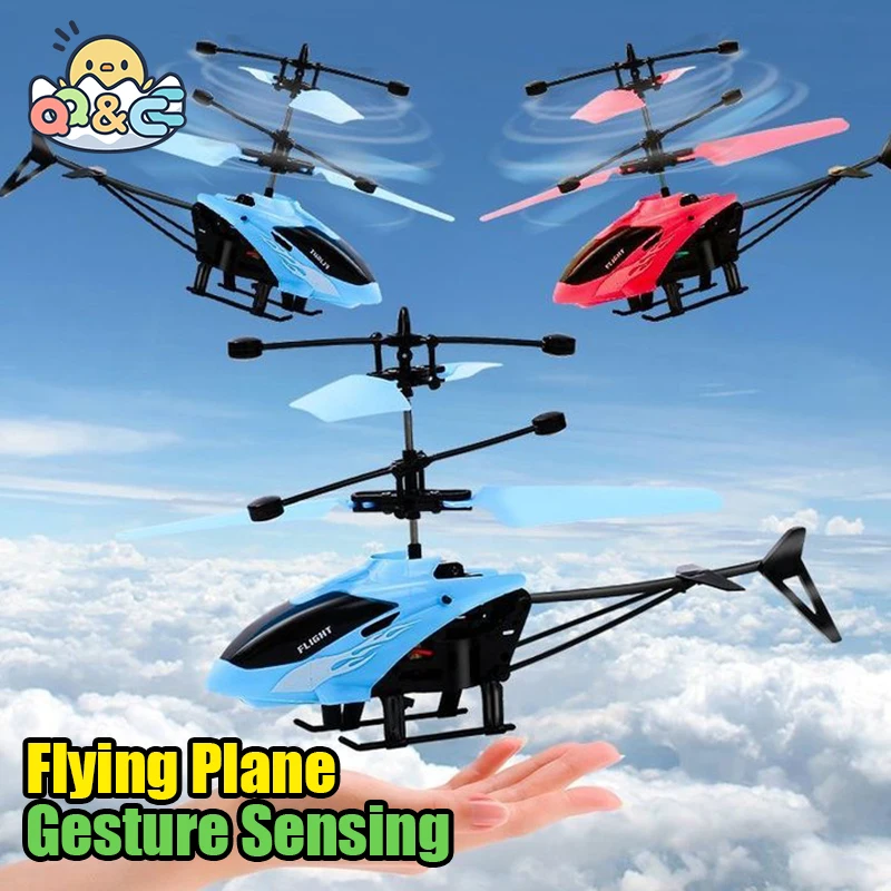 Induction Hover Helicopter Toy Novelty Kids Toys Aircraft High-Tech Hand-Controlled Drone Interactive Dual Wing Outdoor Gift