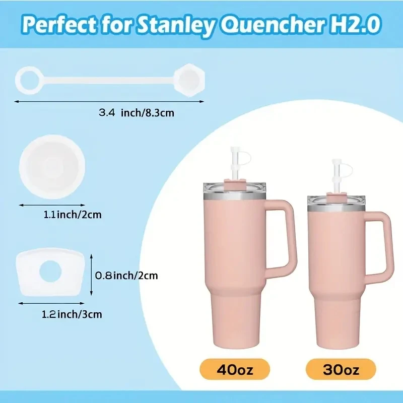 3Pcs Reusable Silicone Leakproof Straw Plugs Set for Stanley Cup  40oz/30oz Tumbler Leak-Free-Cup Accessories - view 4