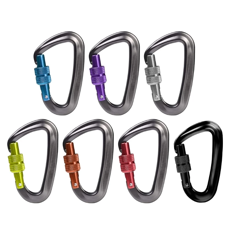 G92F Aluminum Safety Buckle Keychains Hook Locking Carabiner Hiking Clip with Locking