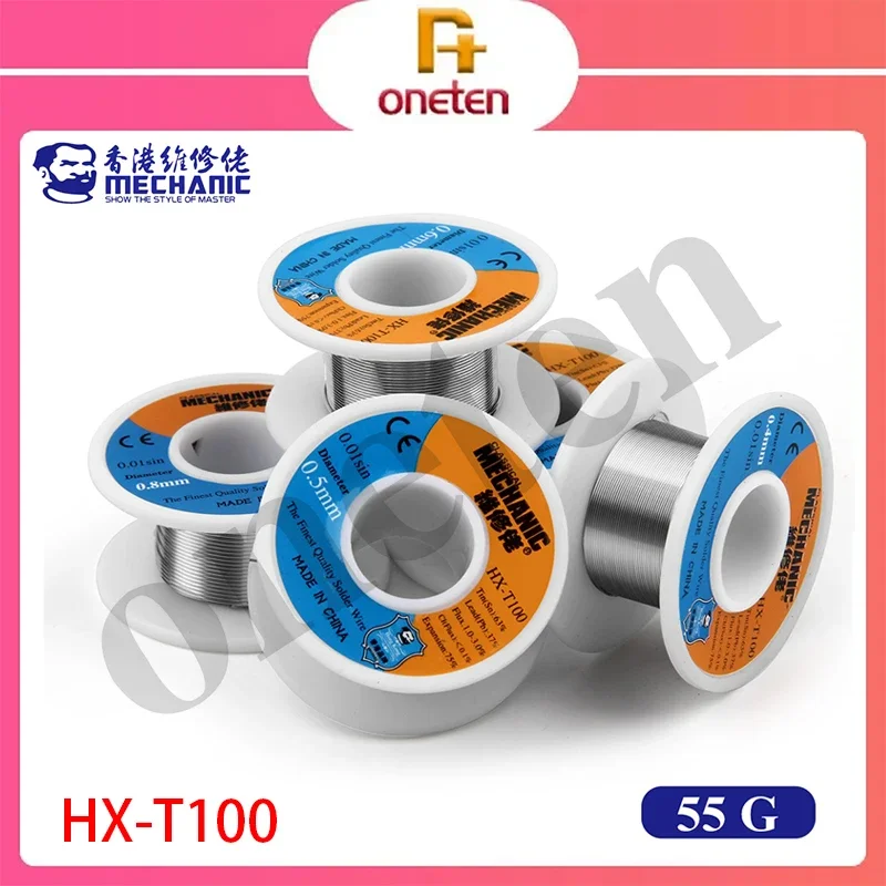 MECHANIC HX-T100 55g High Purity Soldering Wire Mild Rosin Core 183℃ Melting Point Suitable For Mobile Phone Repair welding Tool