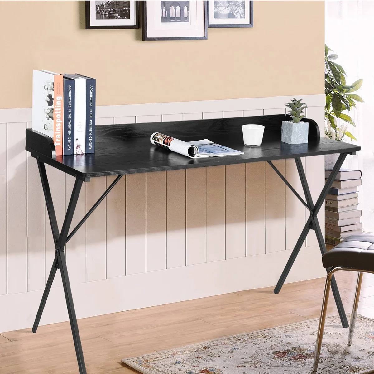 47.2" L Rectangular Computer Desk, Writing Desk - full black desk