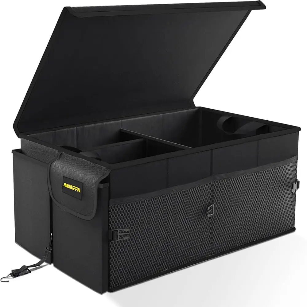 

Car Trunk Organizer - 65L Collapsible Trunk Organizer With Lid, Sturdy Car Storage For Suv Auto Tru Van With Adjustable Straps
