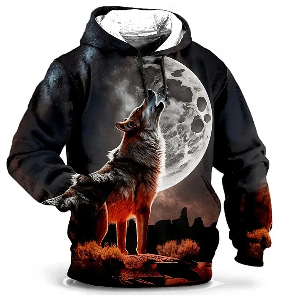 Tiger Wolf Animal Pattern 3D Print Hoodies Men Women Vintage Oversized Hooded Sweatshirts Y2k Harajuku Kids Tops Clothing