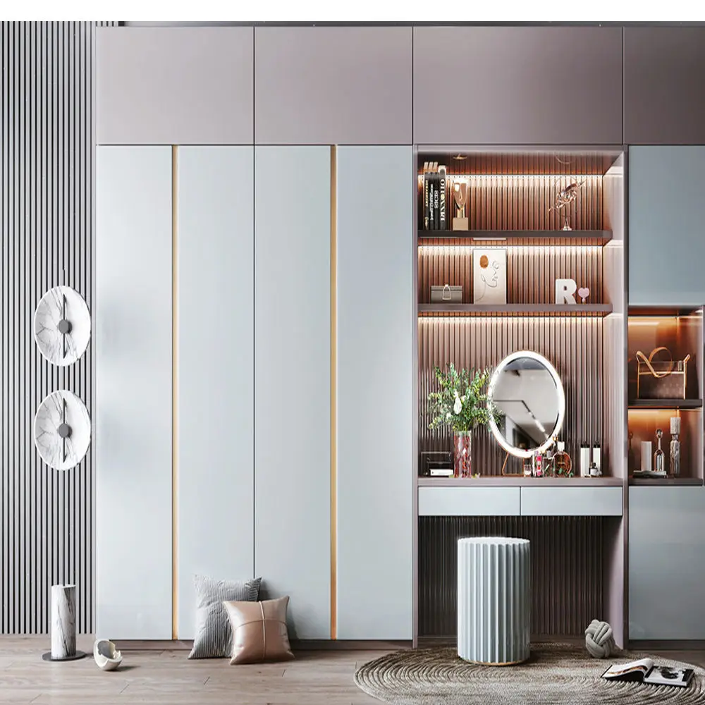 Fashionable High Quality Aluminum Alloy Wardrobe Embedded Glass Aluminum Door Bedroom Furniture Easy To Install Storage Cabinet