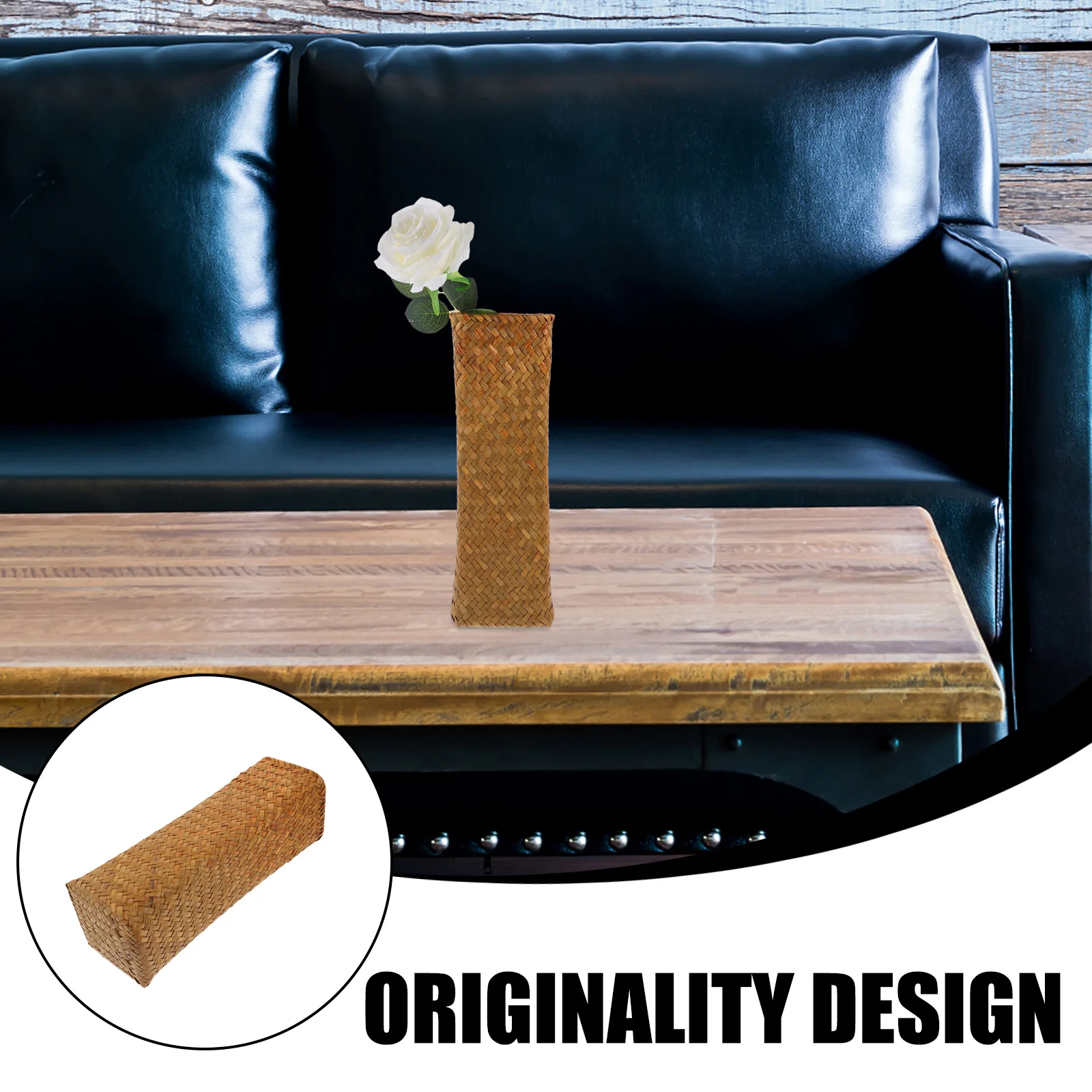 

Straw Woven Decorative Flower Vase Creative Simple Design for Flower Arrangement Photography Prop Home Decor Straw Vase