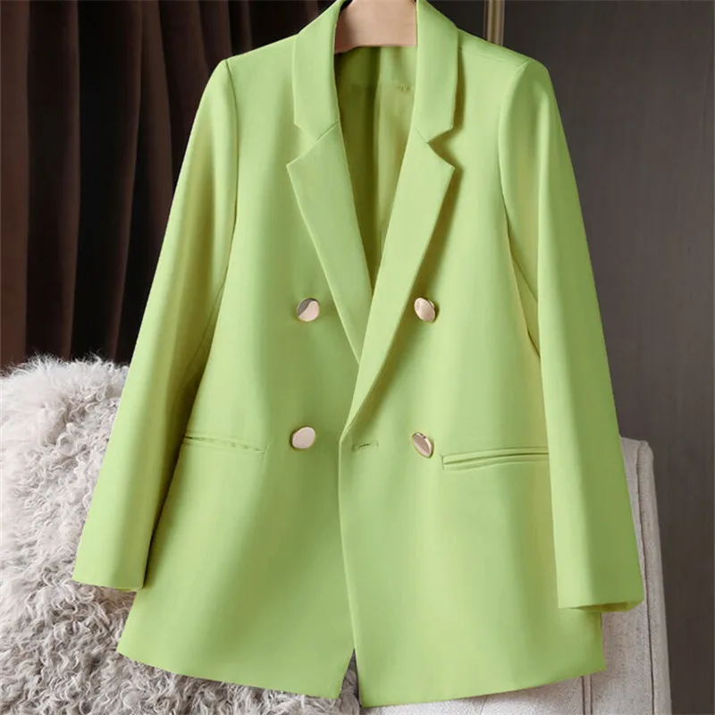 

Brown Straight Leg Suit Jacket Women's Loose Korean Style Spring Autumn New Small Size Slimming Fashionable Polyester
