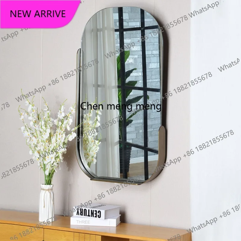 A139Nordic simple brass metal frame decorative mirror custom makeup hardware bathroom mirror