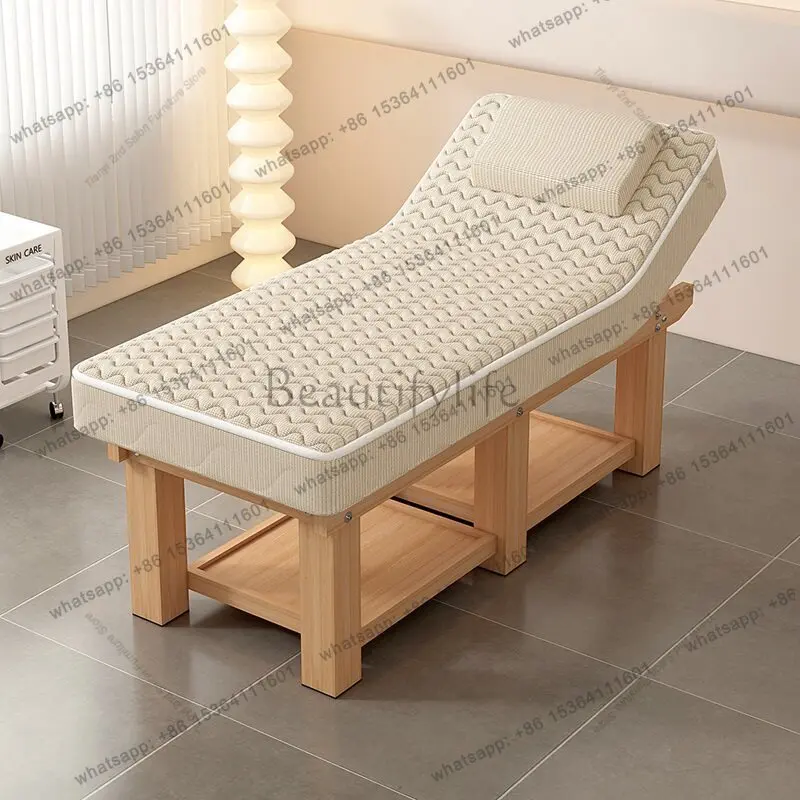 Factory Direct Sales Modern Solid Wood Latex Beauty Bed Nordic Foot Bath Physiotherapy Bed Ear Picking Massage Salon Furniture C