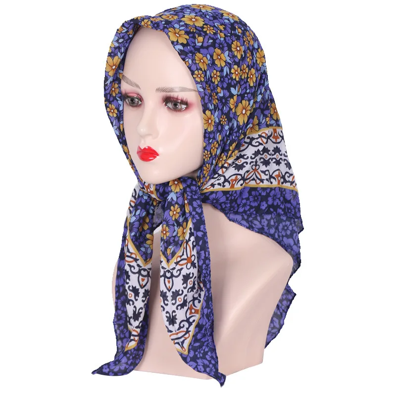 85*85cm Women Pastoral Style Floral Print Bandana Russian Square Scarf Ethnic Shawl Female Head Wraps Headband Scarves