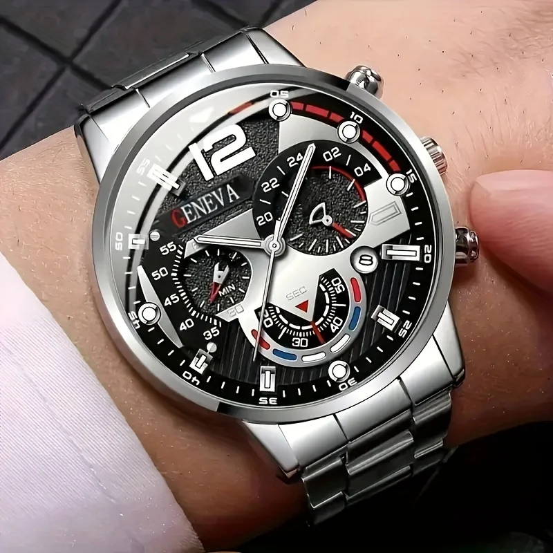 8-Piece Men's Quartz Watch Set with Accessories