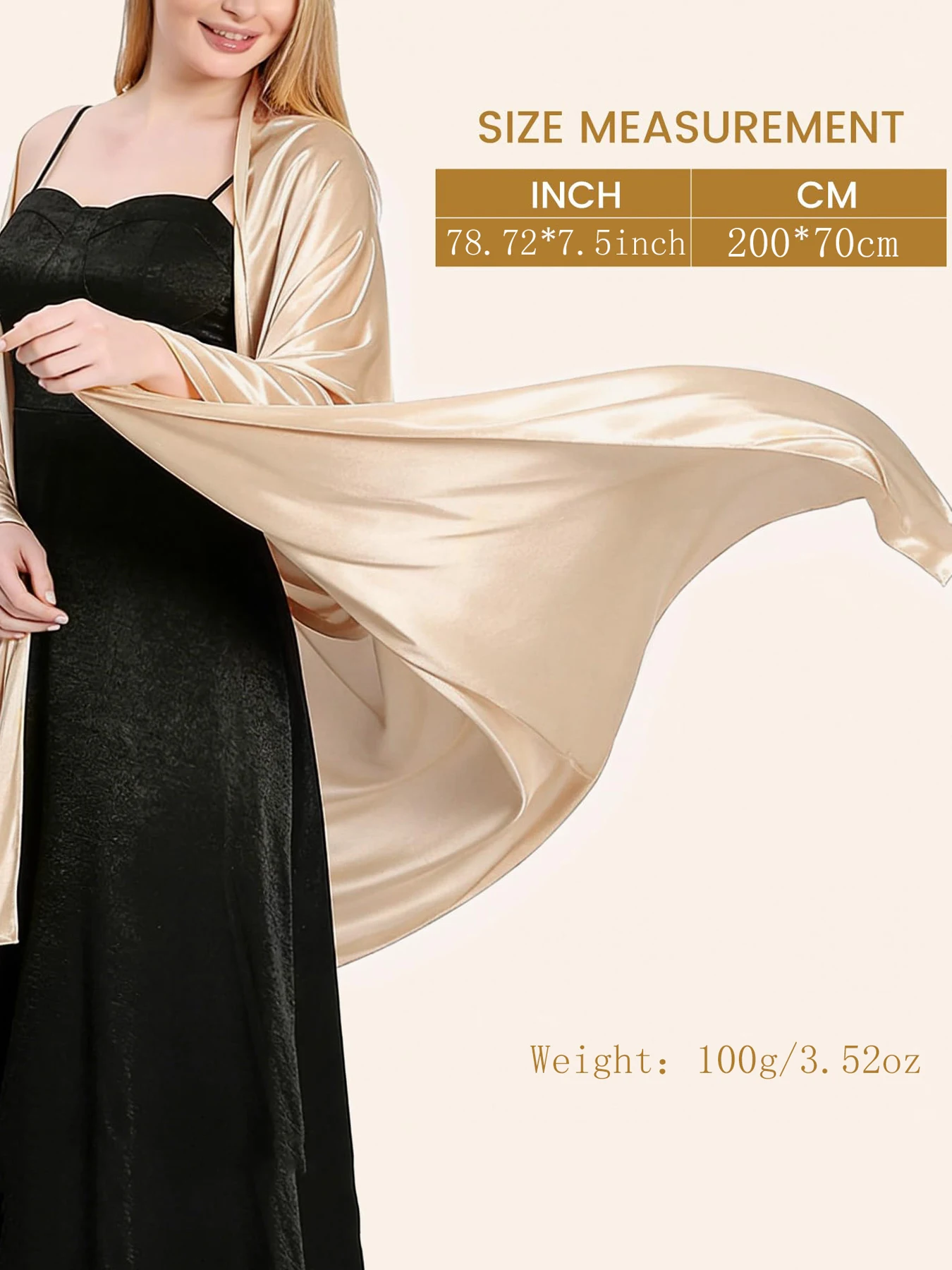 Women Satin Shawl Wrap for Evening Dresses - Silky Long Scarf for Wedding Dress Cover Up Formal view 5