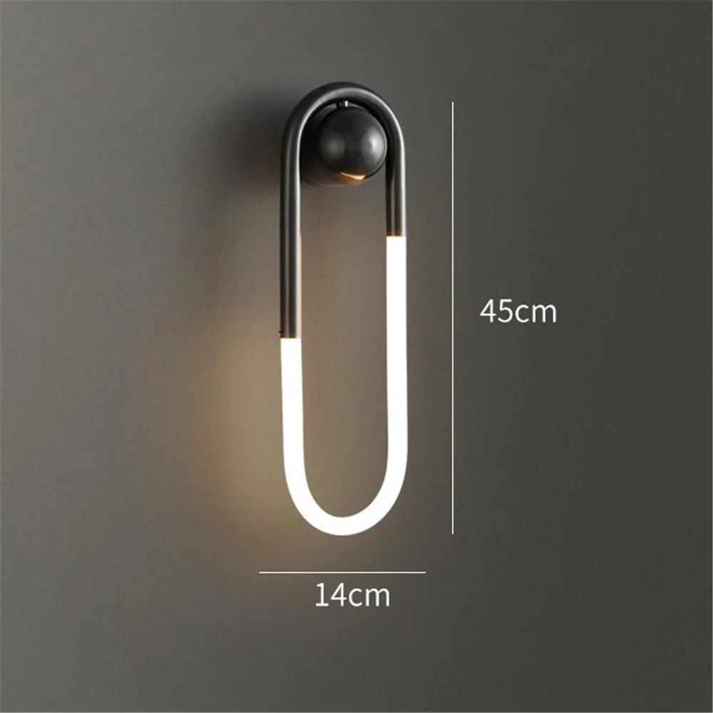 Gold Black Oval Metal Acrylic Led Wall Lamp In The Bedroom Office Decoration Home Stairs Lighting Fixtures Ornaments Sconces Art