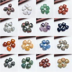 15Mm Natuursteen Mini Hartvorm Standbeeld Kristal Kwarts Edelsteen Reiki Helende Huisdecoratie Diy Voor Ketting Sieraden Cadeau