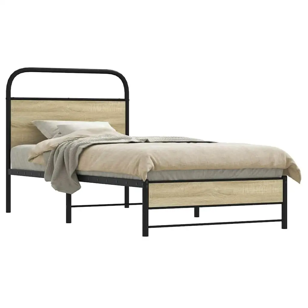 80x200 cm Sonoma Oak Bed Frame - Engineered Wood, No Mattress Included