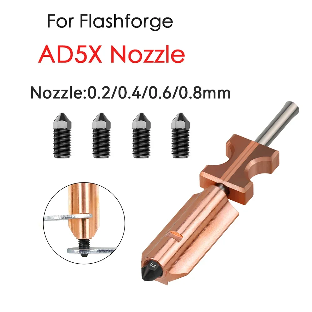 

New Upgrade For Flashforge AD5X Nozzle Hardened 0.4mm Adverturer Ad5x Flashforge Extruder Ad5x Hotend 3D Printer Accessories