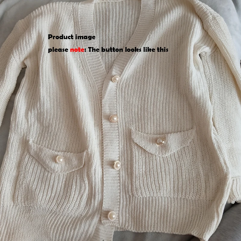Moda Otoño Invierno botón Color sólido suéter tejido mujer cárdigan de manga larga suelta elegante ropa coreana 28347