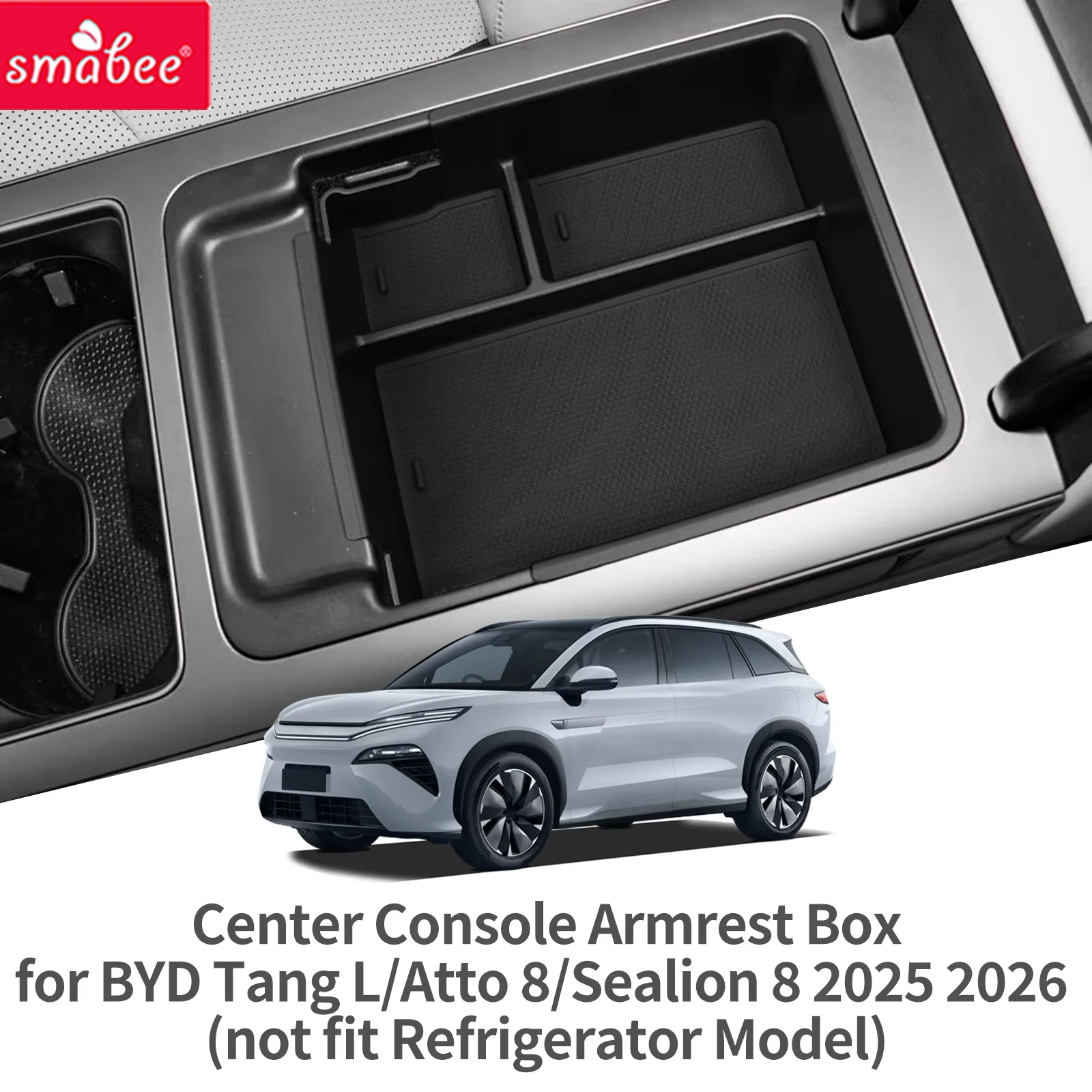 Smabee for BYD Tang L/Atto 8/Sealion 8 2025 2026 (not fit Refrigerator Model) Center Armrest Storage Box Car Accessories