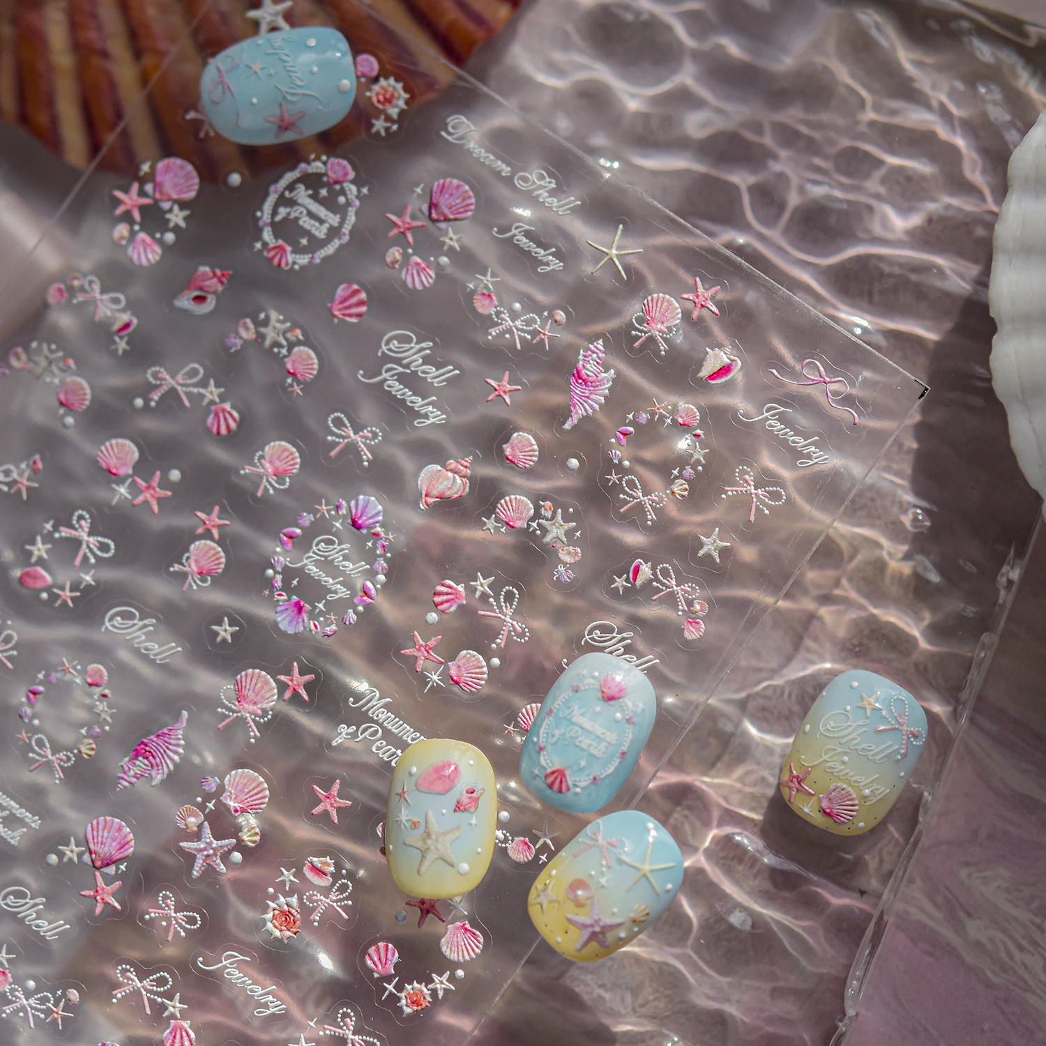 1 قطعة نمط المحيط مسمار الفن صائق الشارات مسمار ملصقات ملونة لطيف فرس البحر قذائف 5D ملصقات اضغط على الأظافر أجزاء الأظافر #6