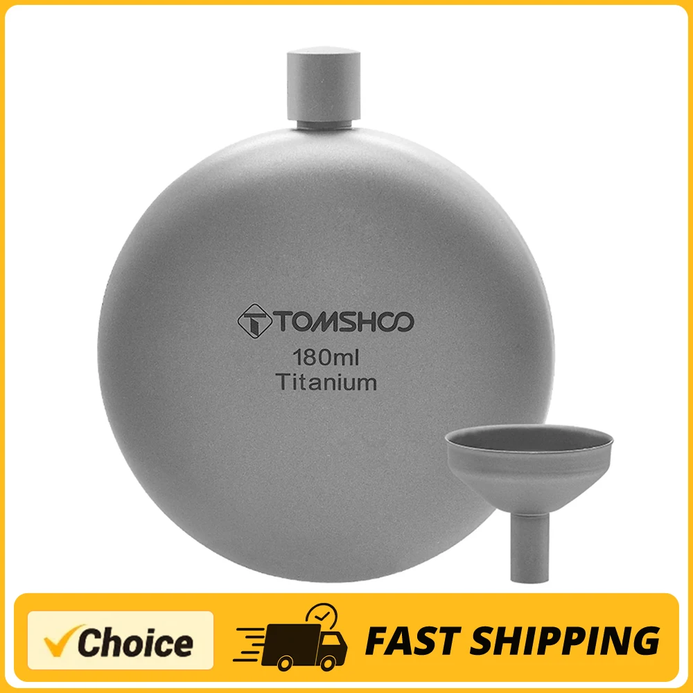 150ml/180ml Round Titanium Flask Alcohol Whisky Wine Flask with Refill Funnel for Outdoor Camping Backpacking Travel Picnic