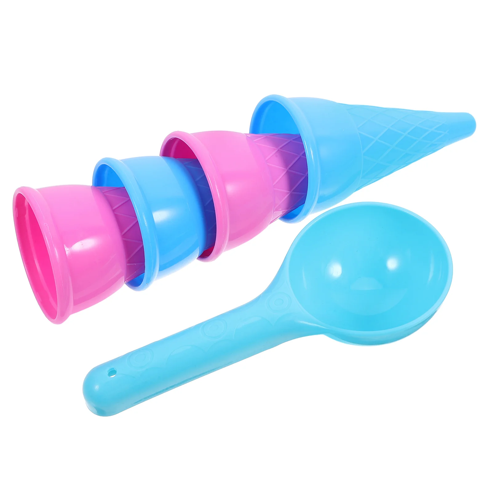 Juego de cucharas de cono de helado para niños, juguetes de playa seguros, sin plástico, para jugar al aire libre, Color aleatorio, arena de colores brillantes, 5 uds.