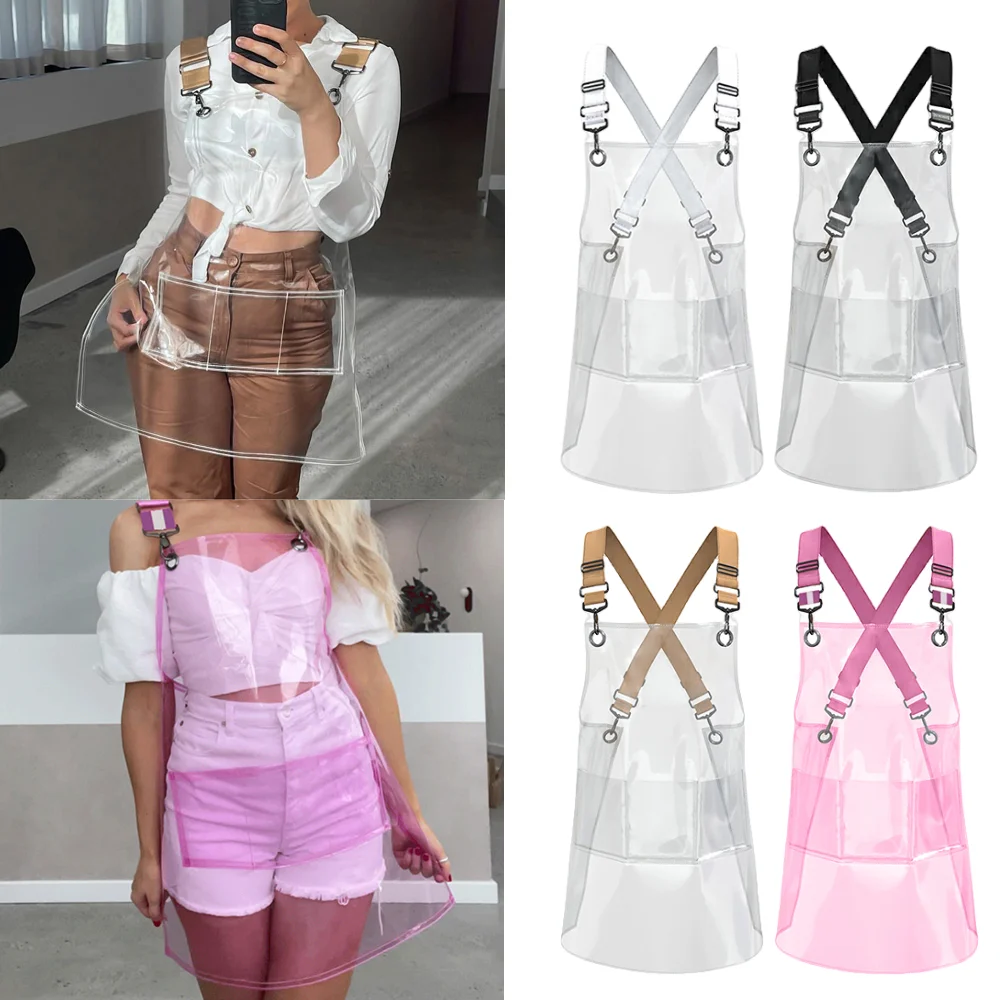 TPU Transparent Apron for Barber Chef Kitchen Baking Painting Oil-proof Aprons Fashion Men Women Antifouling Work Apron Reusable