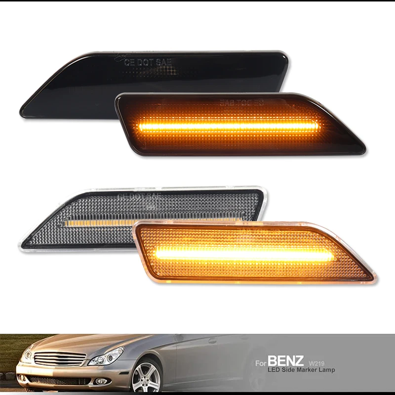 Tira de luces LED completas para coche Mercedes, conjunto de luces de marcador lateral delantero, señal de giro, 2 piezas, C219/W219, CLS350, CLS500, CLS550, CLS63