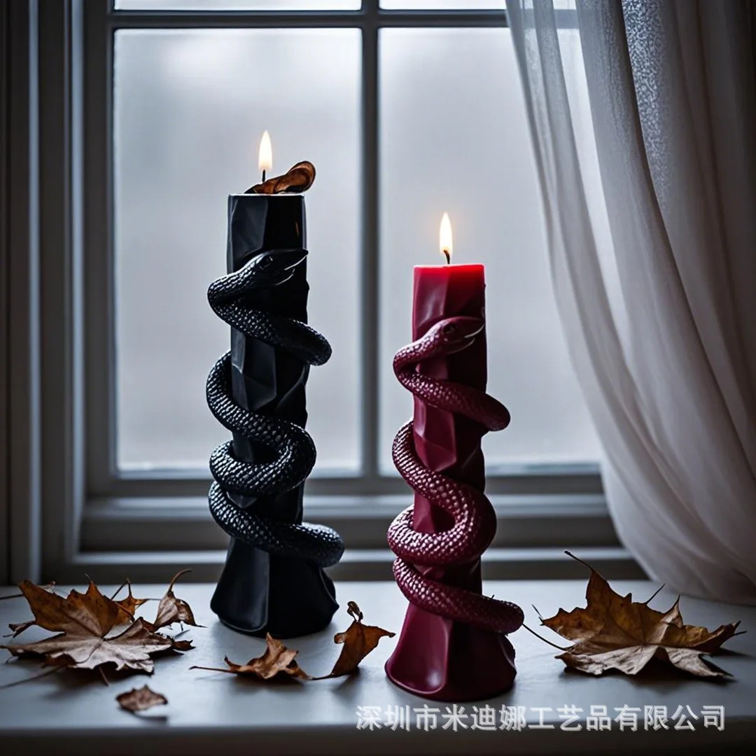 Serpent Design Aromatherapy Candle, Halloween Atmosphere Decorative Candle for Home Living Room Свечи И Подсвечники
