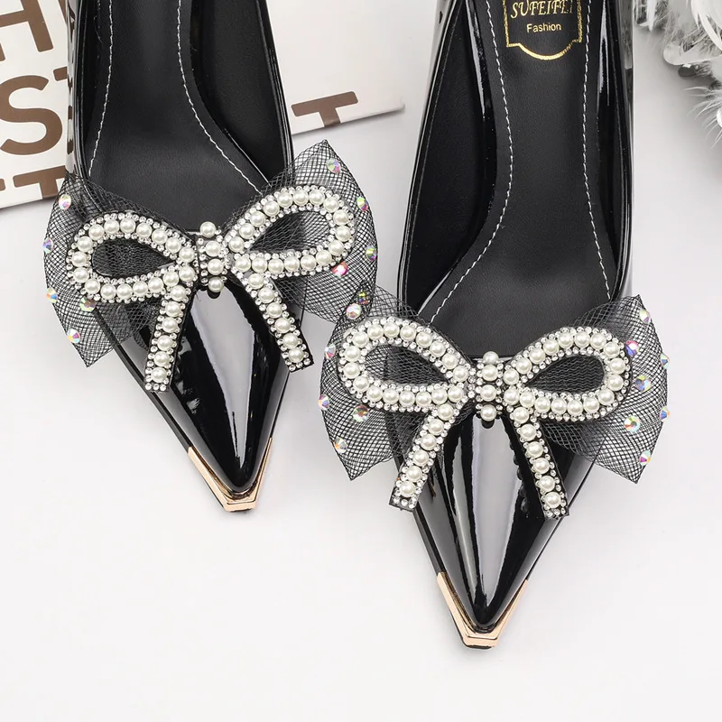 

【1 пара】 украшения для обуви, аксессуары на высоком каблуке, бант, жемчужная сетка, обувь для женщин, украшение для обуви «сделай сам», брошь для обуви, подвески для обуви, зажимы