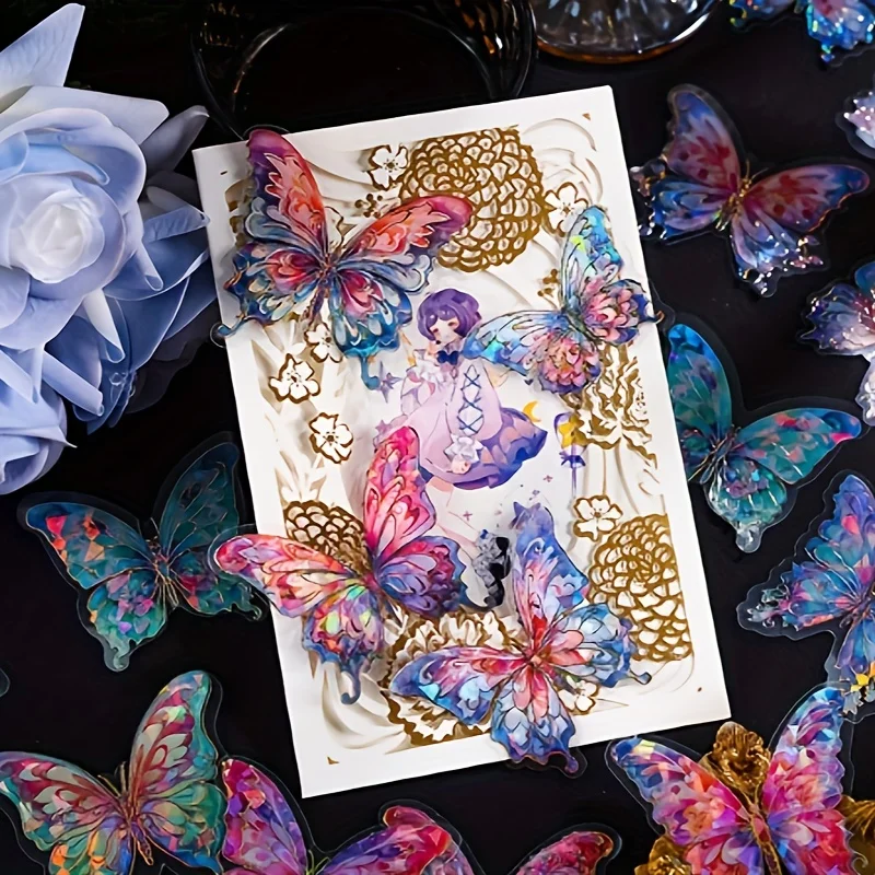 1pc, retro butterfly sticker set, self-adhesive, waterproof, suitable for accessory gift boxes