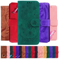 Butterfly Rose Tiger Embossing Flip Leather Case For Redmi Note 7 8 9 10 Pro Lite 7S 8T 9S 9T 10S 10T Card Wallet Cover Housing