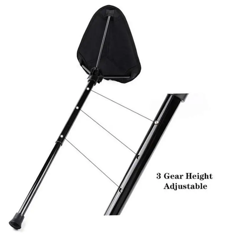 Folding Walking Stick Tripod Stool Adjustable Height Seat Stick Adjustable Seat Folding Stool Folding Stick Chair Dropshipping