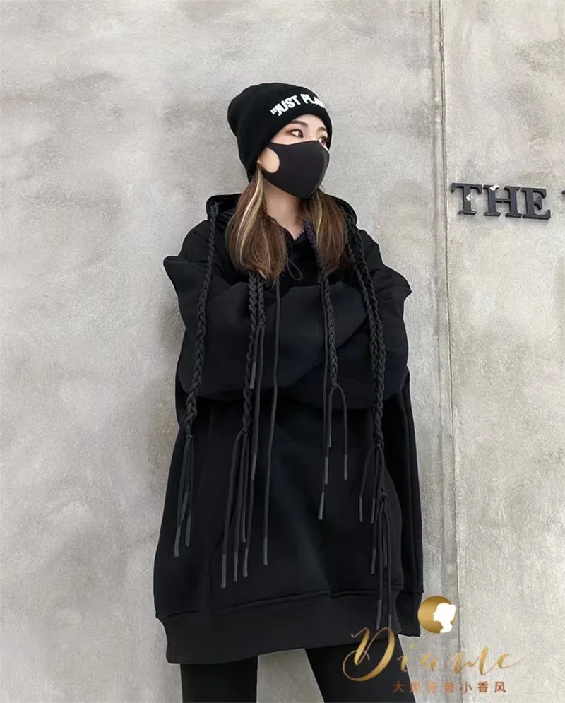 High Street Hoodies Sweatshirts Tops Women's Fried Dough Twists Braid Heavy Long Sleeved Pullover Hooded Sweatshirts Coat
