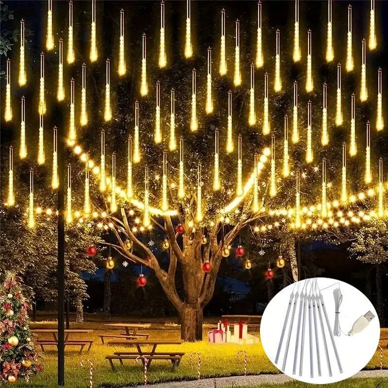 زينة الحفلات ضوء الشارع USB النيزك دش المطر LED سلسلة الجنية أضواء اكليل الزفاف عيد الميلاد 2026 زينة رمضان