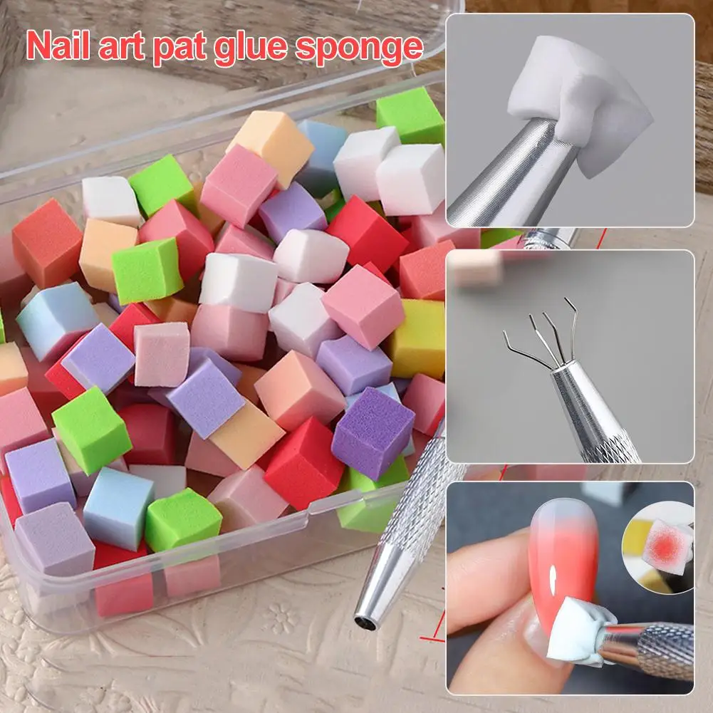 Spugne per nail art con scatola di immagazzinaggio Grabbing Pen Manicure Manicure Professionale Gradiente per unghie Effetto quadrato Strumento artistico Spugna S C4S7