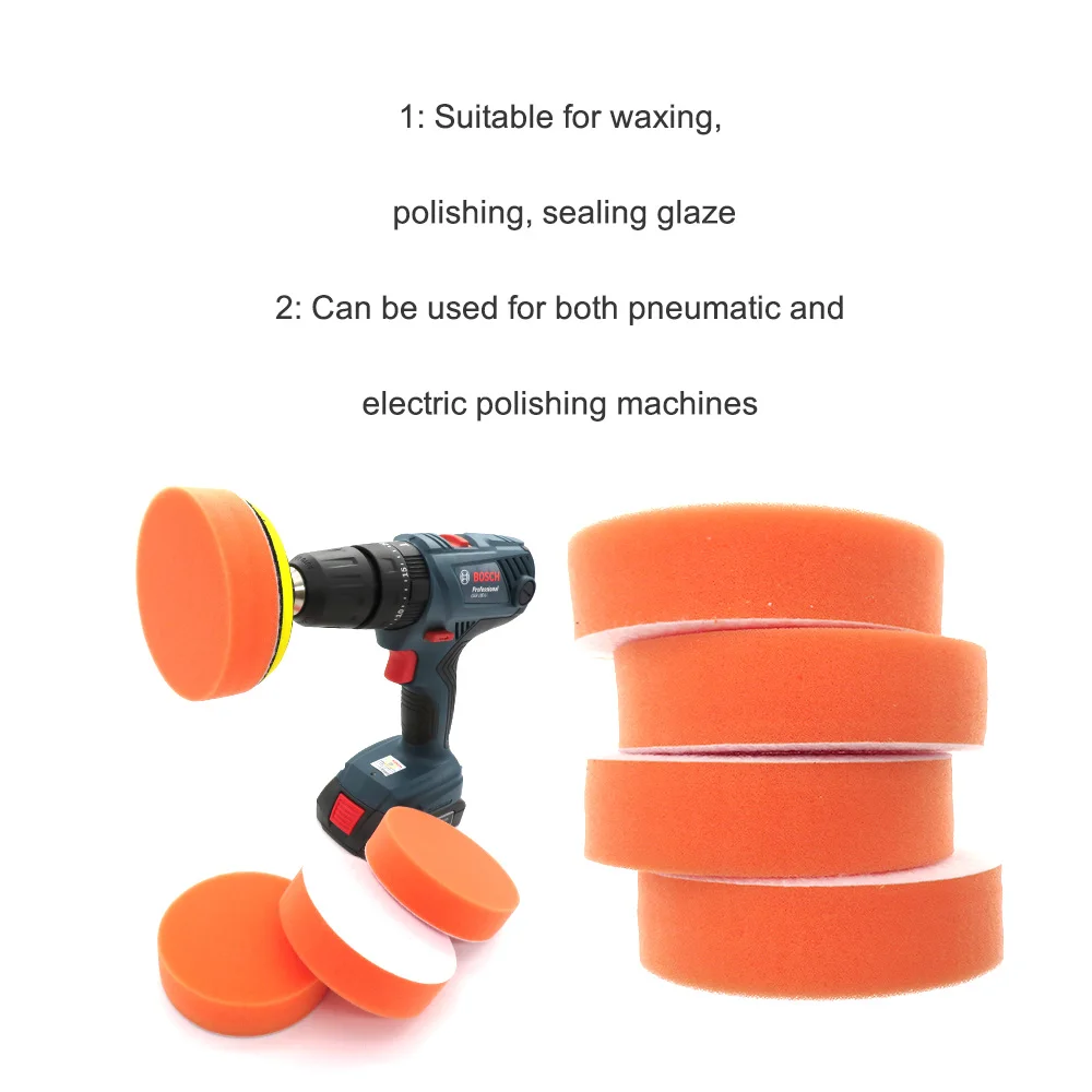 1pcs 4" 5" Car Polishing Pads Sponge Polishing Buffing Waxing Pad Kit Tool For Car Polisher Buffer Auto Care Orange Disc