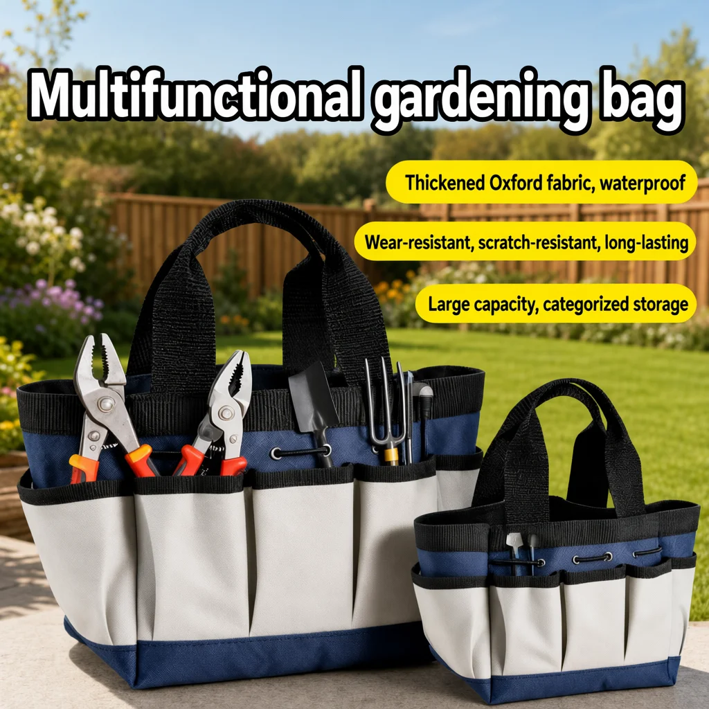 Oxford Cloth Large Capacity Multi-Function Garden Tool Tote Bag Hardware Storage Organizer for Gardening Hand Carry Work Kit Set
