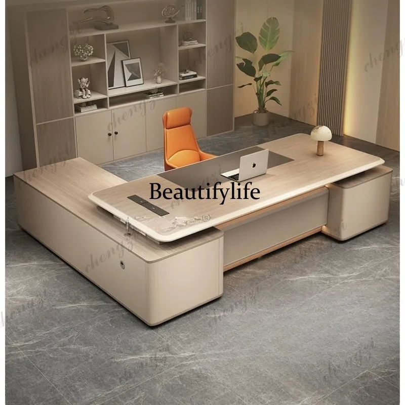 A74 President Chairperson's desk light luxury high sense desk manager boss office table and chair combination