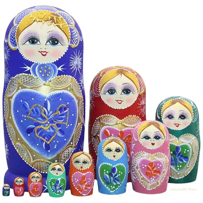 Y4UD 10Layer Matryoshka Russian Nesting Dolls Kids Stacking Toy Festival Home Decors