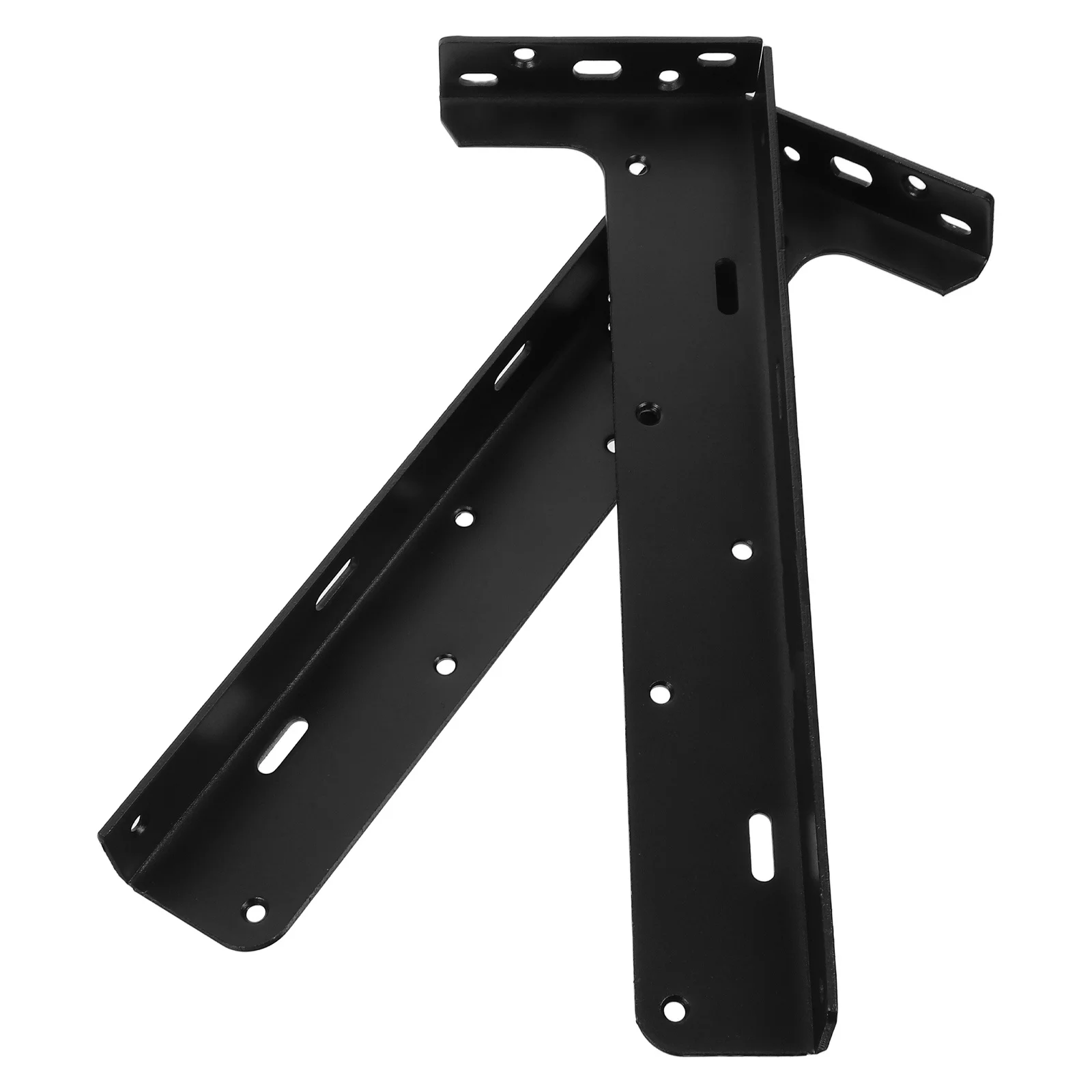 

2Pcs Hidden Floating Cabinet Brackets Heavy Duty Thickened Metal Wall Mounting Support Black L Shelf Brackets for Kitchen