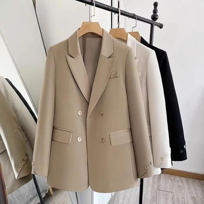 

Plus Size Women's Suit Jacket 2024 Spring and Autumn New Chubby Girl Loose Design Sense Blazer Double-breasted Casual Suit Top