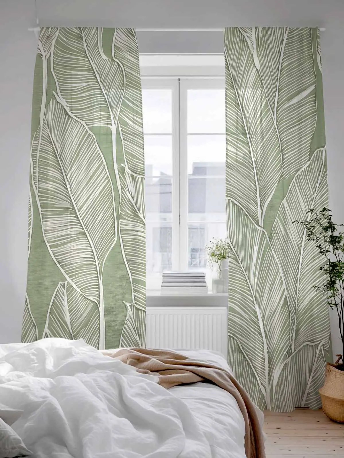 

Impressionism Tropical Plants Sheer Curtains For Living Room Window Voile Tulle Curtain Bedroom Decoration