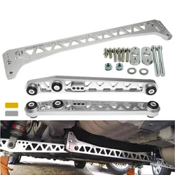 Gold Silver Billet Rear Lower Control Arms + Subframe Brace Set for Honda Civic EK 96-00 Si