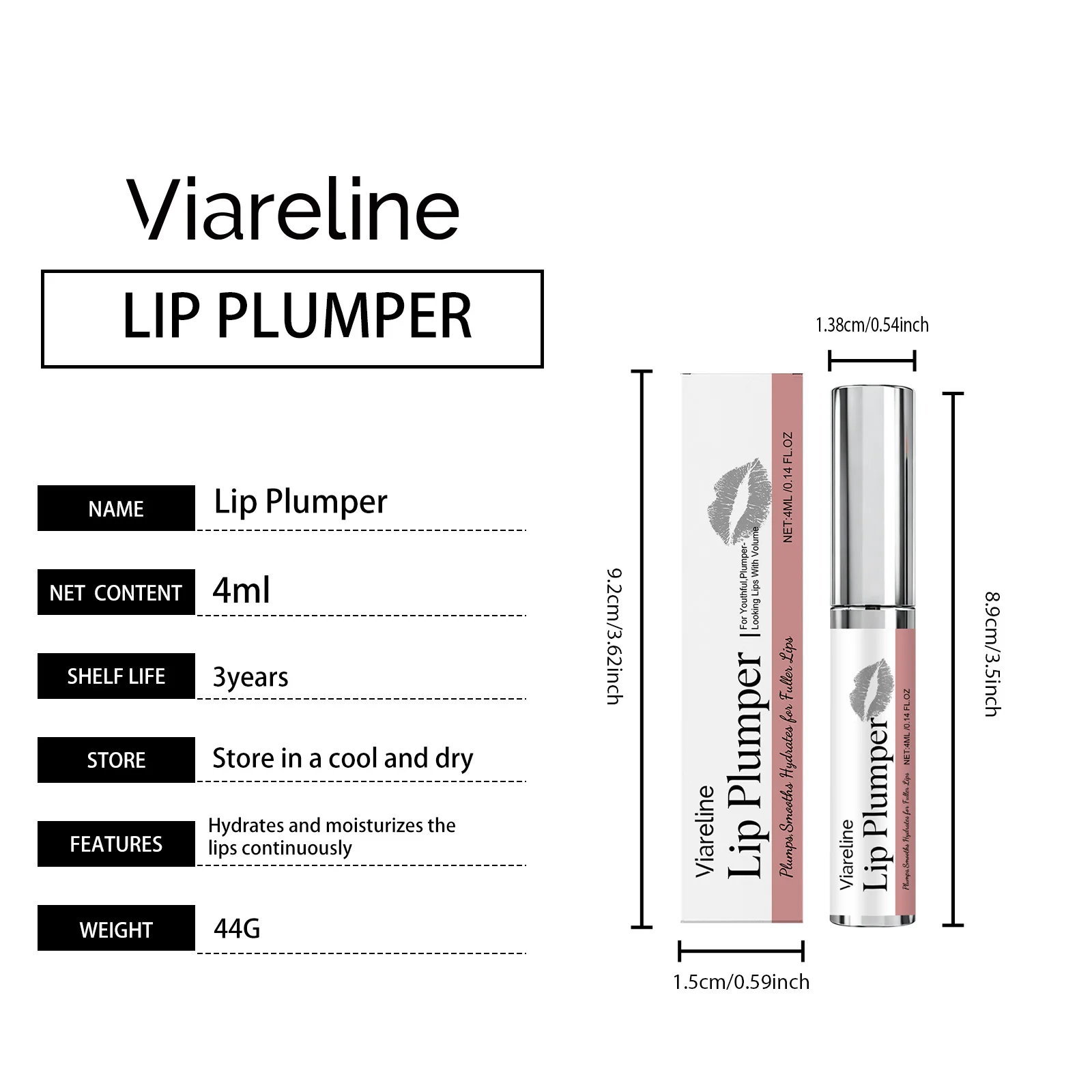 Voluminizador de Labios, Hidratación Profunda, Colágeno para Aumentar el Volumen de los Labios, Sin Parabenos, No Probado en Animales, Vegano, Hidratación Duradera, Humectación Profunda