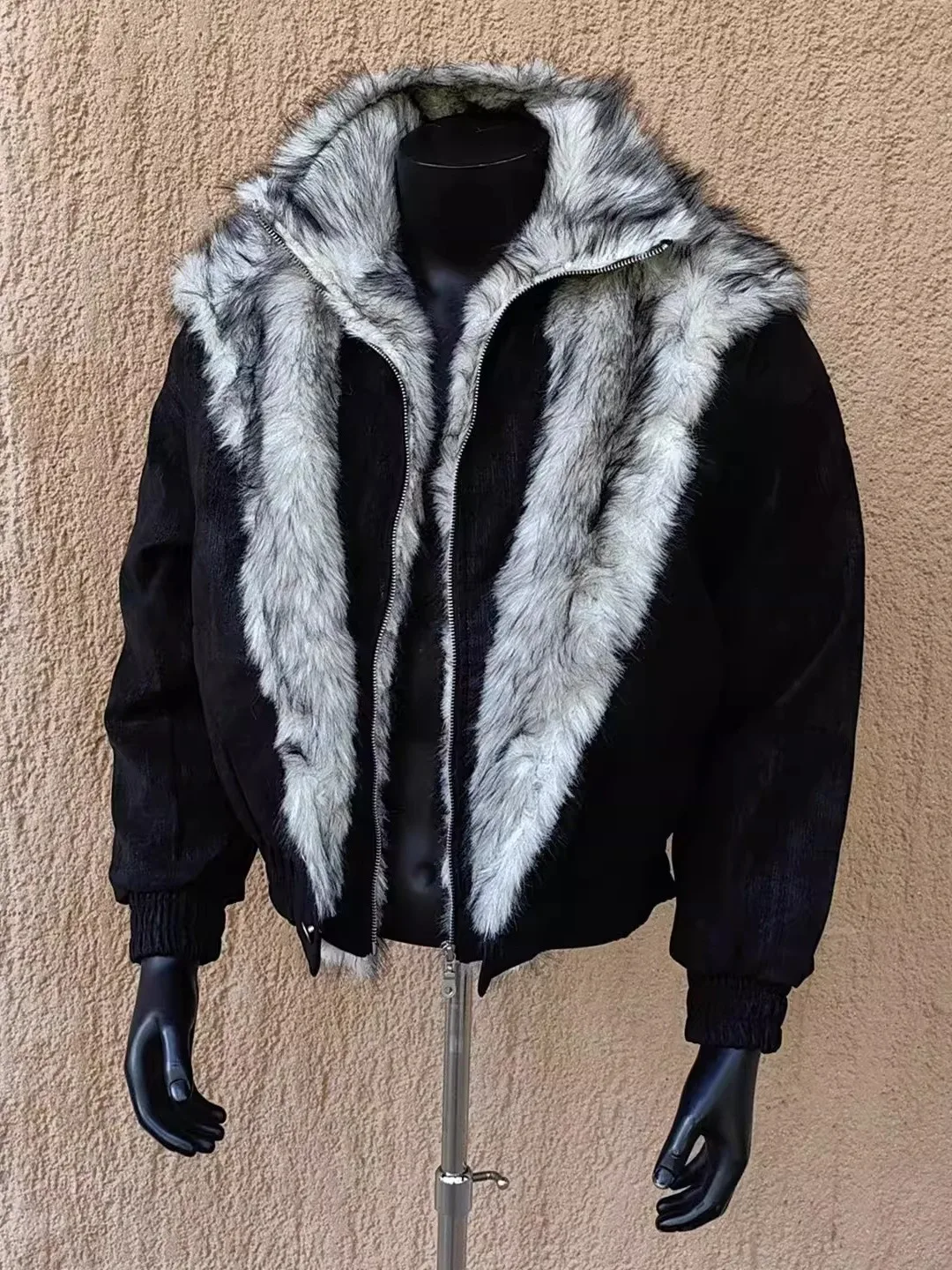 

Утепленная мужская куртка большого размера с меховым воротником, теплая хлопковая куртка на молнии, повседневная молодежная модель с длинными рукавами